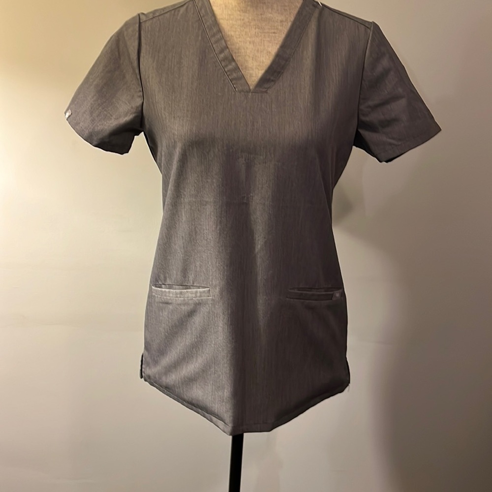 FIGS Scrub Top Women XS Technical Collection Shirt grayish white Stretch
